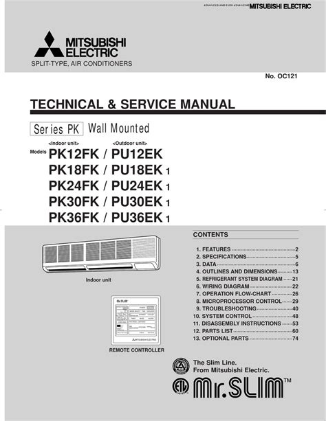 mitsubishi electric pkfk technical service manual