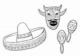 Coloring Maracas Pages Sombrero Mexican Pinata Mask Food Color Mexico Chili Getcolorings Supercoloring Getdrawings Drawing Printable Colorings Print sketch template