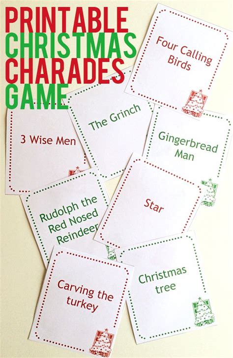 printable christmas charades game party ideas
