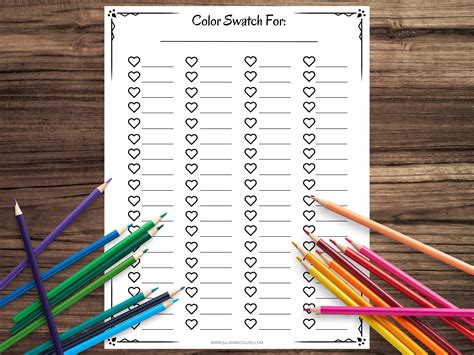 printable blank color chart  color swatch page  gel etsy hong kong