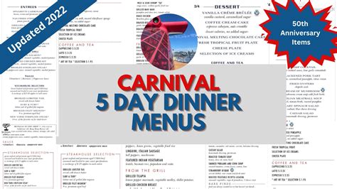carnival 5 day dinner menus · prof cruise