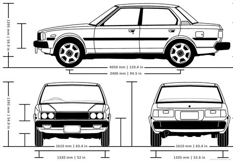 toyota corolla  sedan blueprints  outlines