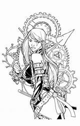 Tattoo Punk Coloring Steampunk Pages Tattoos Girl Psylocke Carlo Barberi Steam sketch template