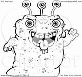 Ugly Coloring Waving Cartoon Alien Monster Clipart Pages Vector Cory Thoman Outlined Template Royalty sketch template