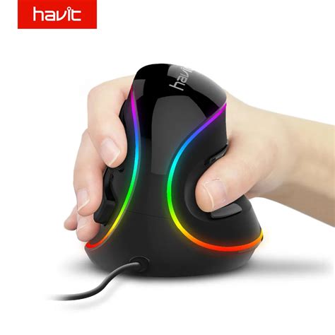 havit rgb backlit optical vertical mouse dpi usb wired gaming mouse ergonomic mouse gamer