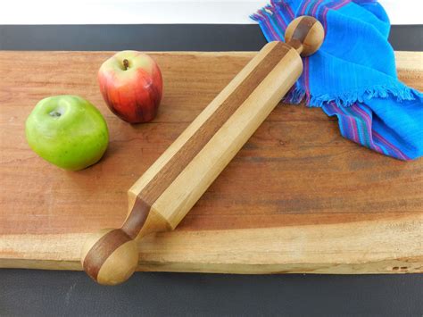 artisan turned bakers rolling pin mixed hard woods rolling pin