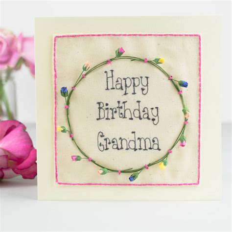 personalised embroidered rose birthday card by sew very english