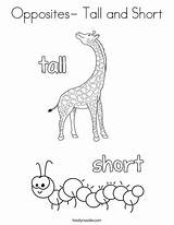 Tall Short Coloring Opposites Worksheets Kids Preschool Print Twistynoodle Pages Soft Hard Kindergarten Slow Fast Outline Printable Twisty Matching Draw sketch template