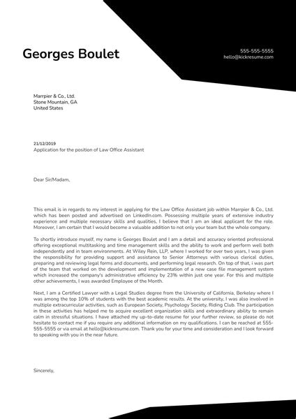 cover letter samples law