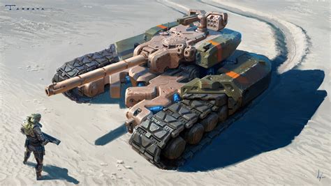 artstation sci fi mbt main battle tank design