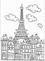 Tower Coloring Eiffel Paris Adult Buildings Pages Printable Color Print Book sketch template