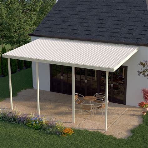 heritage patios  ft   ft tan aluminum attached patio cover  posts  lb  load