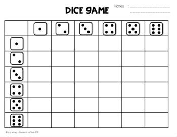 dice math game template   grade  educated   middle