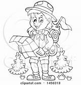 Scout Girl Clipart Hiking Map Reading Royalty Lineart Rf Illustrations Visekart sketch template