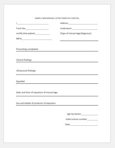 printable miscarriage forms