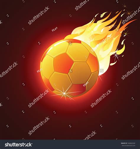 Fiery Flaming Soccer Ball On Black Stock Vector Royalty Free