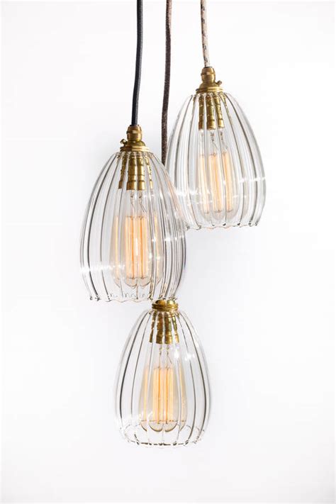clear ribbed glass molly cluster pendant light by glow lighting