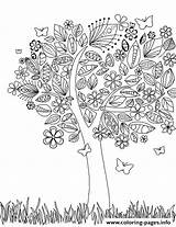 Coloring Flowers Tree Adult Pages Printable sketch template