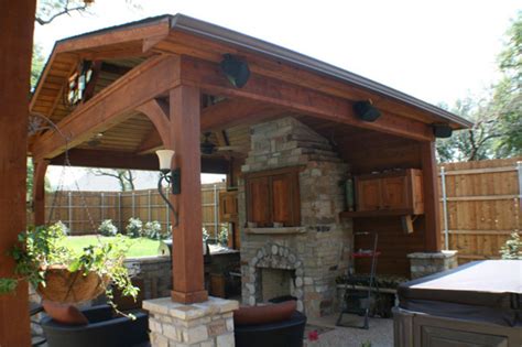 fireplace patio covered detached ideas  backyard