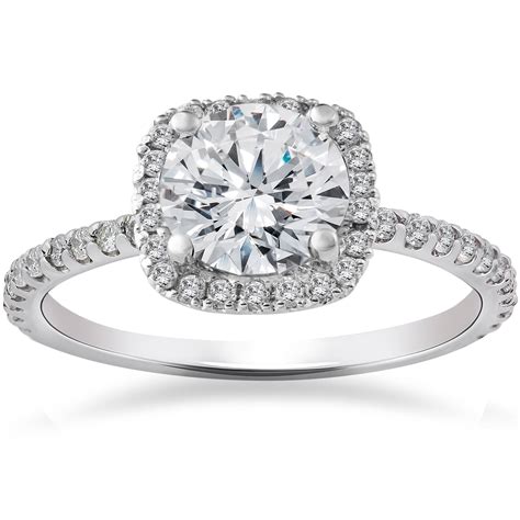 carat cushion halo enhanced diamond engagement ring  white gold ebay
