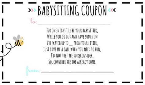 coupon template image  olivia williamson  babysitting babysitting