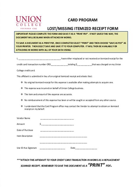 lost receipt form template simple