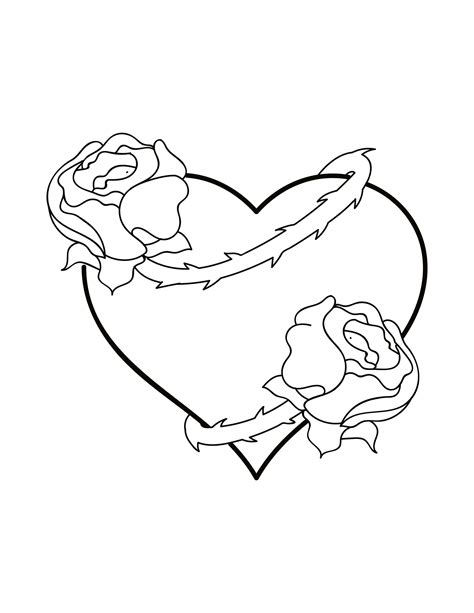 heart shaped rose coloring page  eps illustrator jpg png