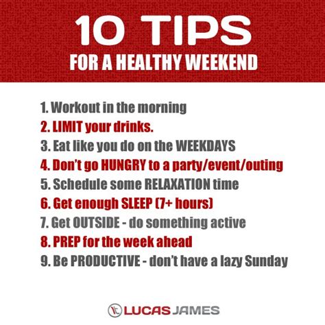 10 tips for a healthy weekend