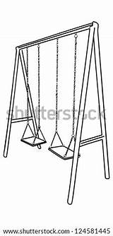 Swing Playground Swings Children Vector Coloring Porch Silhouette Shutterstock Template Pages sketch template