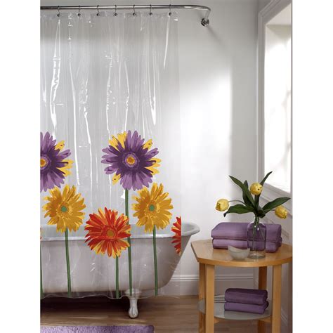 essential home shower curtain sunny daisy vinyl peva