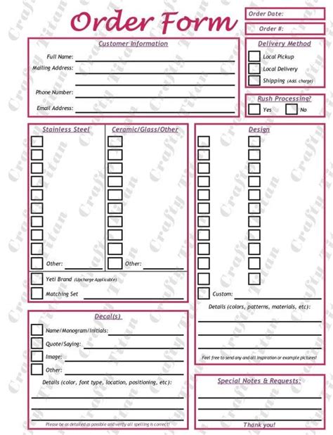 customizable fillable tumbler order form editable tumbler order form