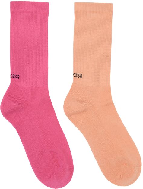 Two Pack Orange And Pink Socks By Socksss On Sale