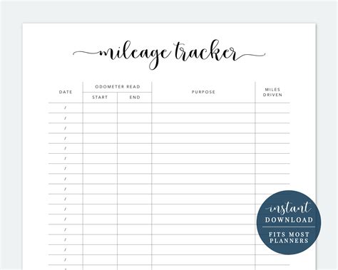 mileage tracker printable vehicle mileage tracking business etsy canada