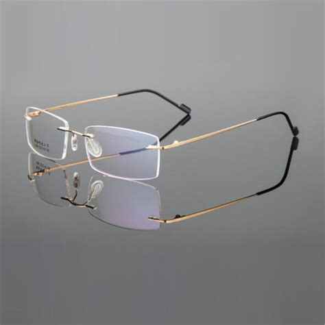 rimless glasses lightest rx optical eyeglasses memory titanium spectacles frame ebay