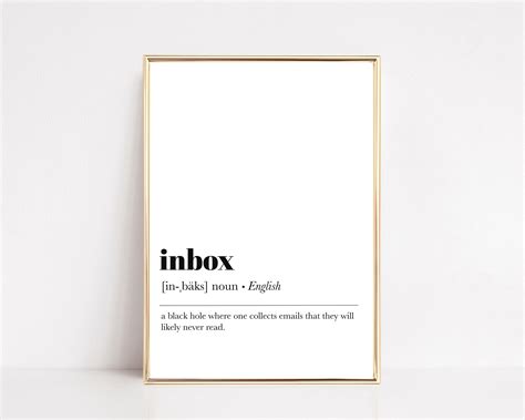 funny home office sign inbox definition print office wall etsy