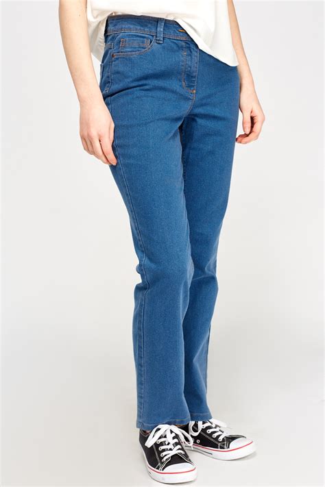 denim blue straight leg jeans