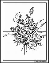 Coloring Pages Flowers Flower Adults Printable Bouquet Wild Wedding Print Tulip Butterfly Pdf Posies Wildflowers Detailed Template Getdrawings Color Advanced sketch template
