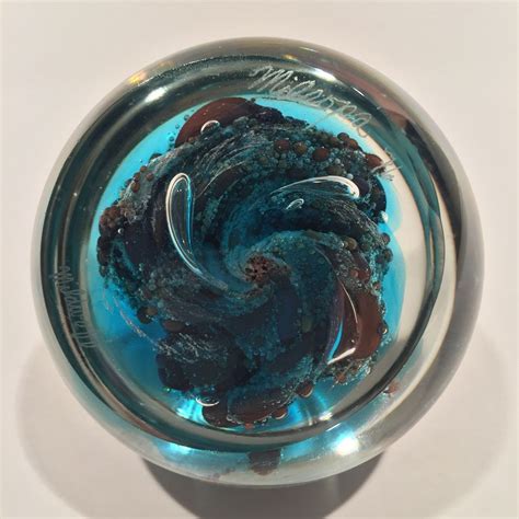 Large Signed Steven Mildwoff Milropa Modern Art Glass Paperweight The