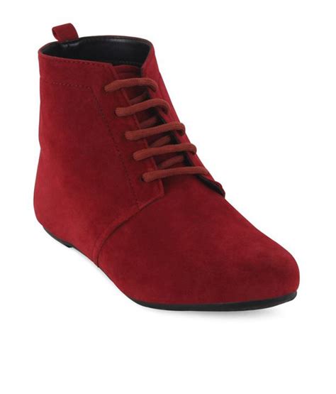 glamr cherry red high ankle length boots price  india buy  glamr cherry red high ankle