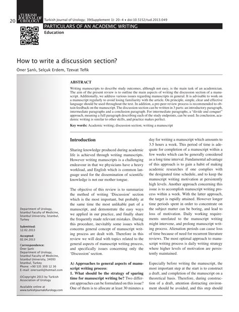 write  discussion section