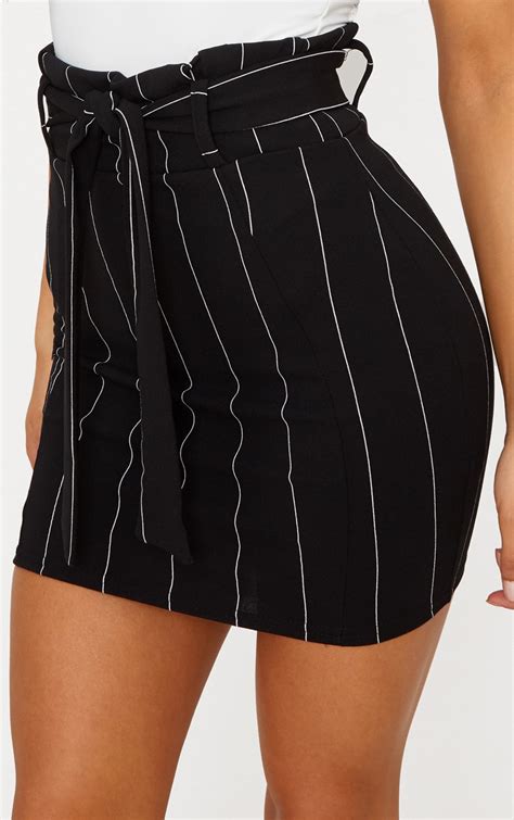 black pinstripe tie waist mini skirt skirts prettylittlething