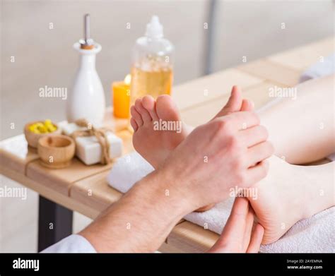 foot massage  medical spa stock photo alamy