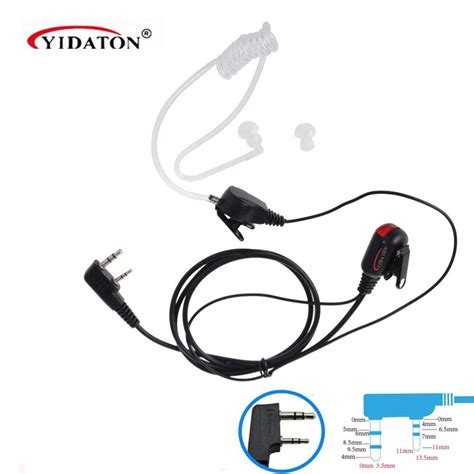 Yidaton 2x2 Pin Earpiece Headset With Ptt Signal Indicator For Baofeng