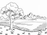 Colorir Desenhos Croquis Landschaft Berge Paisagem Blanche Noire Paysage Graphique Paisagens Cartoon Grafische Paesaggio Lagos Desenhar Illustrazione Grafica Schizzo Nera sketch template