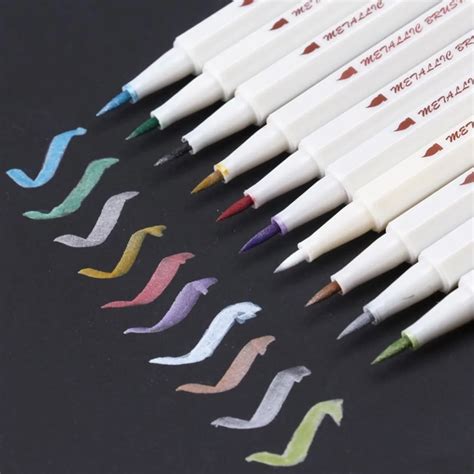 premium metallic brush marker pens colors marker set metallic color