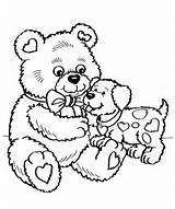 Coloring Bear Teddy Pages Heart Valentines Popular sketch template