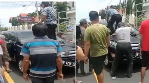 viral warga rusak mobil  tabrak anak sekolah  jalan arah tomohon perekam video sampai