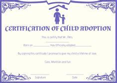 child adoption certificates   printable  downloadable