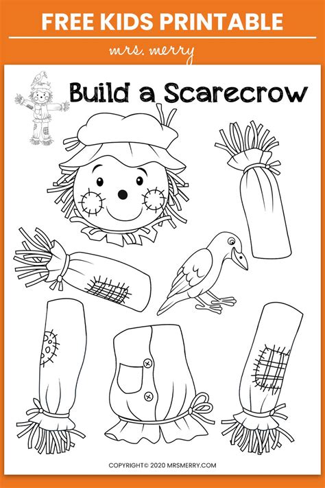 scarecrow coloring page   words build  scarecrow