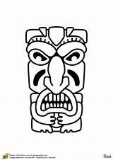 Tiki Dessin Totem Maori Colorier Coloriage Tahiti Hugolescargot Tattoos Faces Bar sketch template